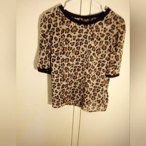 A New Day - Women's Leopard Print with Sheer Puffy sleeve in Size Small